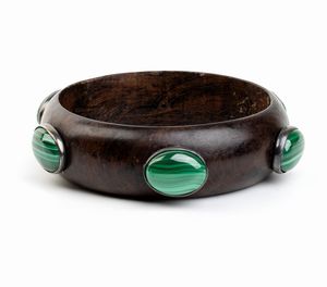 ISABELLA ASTENGO - Bracciale in legno con malachite