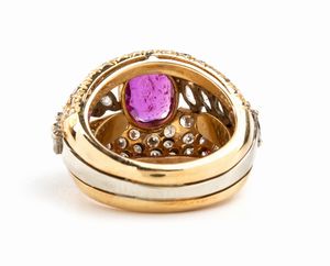 Anello in oro con rubino e diamanti  - Asta Gioielli, Orologi e Penne - Associazione Nazionale - Case d'Asta italiane