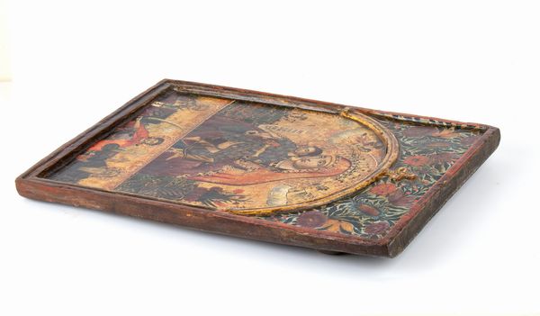 Icona ortodossa raffigurante Madonna con Bambino e pergamena  - Asta Argenti, avori, coralli e altri oggetti d'arte provenienti da importanti collezioni private - Associazione Nazionale - Case d'Asta italiane