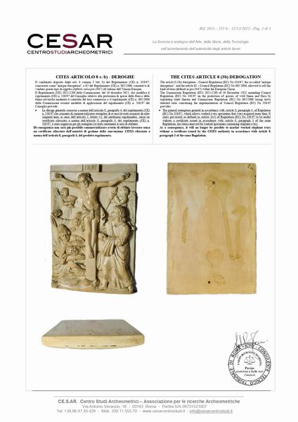 Rilievo in avorio raffigurante la Crocifissione di Cristo  - Asta Argenti, avori, coralli e altri oggetti d'arte provenienti da importanti collezioni private - Associazione Nazionale - Case d'Asta italiane