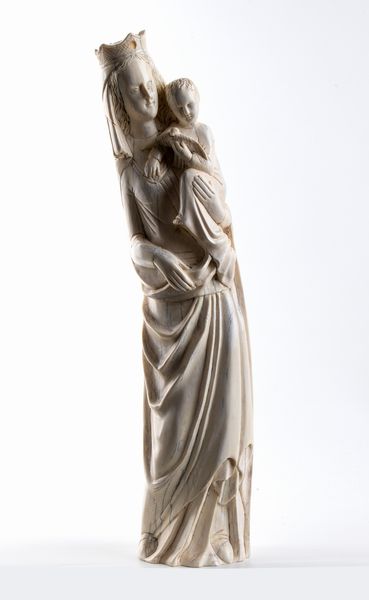 Scultura in avorio raffigurante Madonna con Bambino - Francia settentrionale  - Asta Argenti, avori, coralli e altri oggetti d'arte provenienti da importanti collezioni private - Associazione Nazionale - Case d'Asta italiane