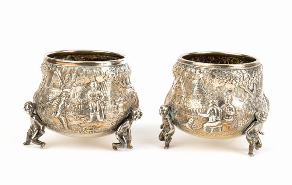 Richard Sibley II, : Servizio da t  e coppia saliere Vittoriane inglese in argento  - Asta Argenti, avori, coralli e altri oggetti d'arte provenienti da importanti collezioni private - Associazione Nazionale - Case d'Asta italiane