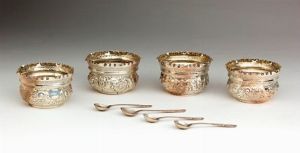 George Jackson & David Fullerton - Quattro saliere Vittoriane inglesi in argento