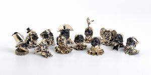 F.lli Menegatti S.d.f. - Set di 12 segnaposto italiani in argento