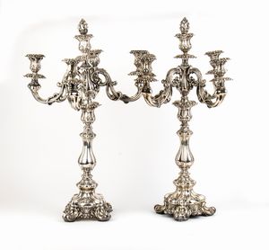 Coppia di candelabri tedeschi in argento  - Asta Argenti, avori, coralli e altri oggetti d'arte provenienti da importanti collezioni private - Associazione Nazionale - Case d'Asta italiane