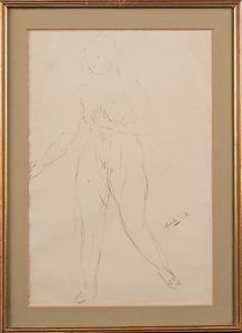 VIRGILIO GUIDI : Studio di figura femminile  - Asta La Collezione Enrico e Antonello Falqui. Di padre in figlio una vita nell'arte. - Associazione Nazionale - Case d'Asta italiane