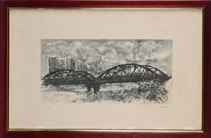 Renzo Vespignani : Ponte di ferro  - Asta La Collezione Enrico e Antonello Falqui. Di padre in figlio una vita nell'arte. - Associazione Nazionale - Case d'Asta italiane