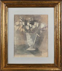 Franco Gentilini : Vaso di fiori  - Asta La Collezione Enrico e Antonello Falqui. Di padre in figlio una vita nell'arte. - Associazione Nazionale - Case d'Asta italiane