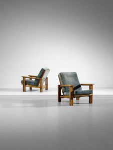 DARDI COSTANTINO (1936 - 1991) - attribuito. Coppia di poltrone per Mobilificio Olivieri, Italia