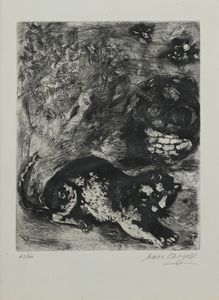Marc Chagall - Le Chat et les deux Moineaux