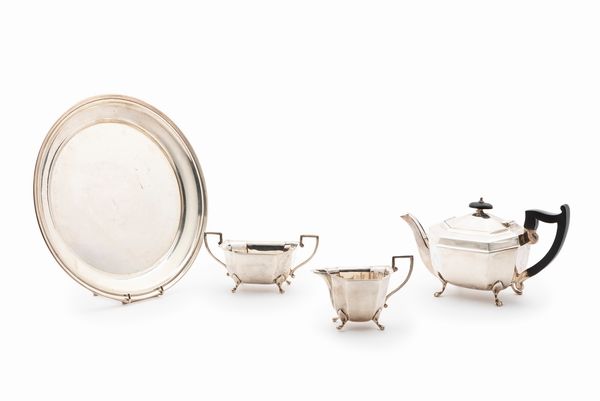 Servizio da t� in sheffield con piatto in argento sterling  - Asta Argenti - Associazione Nazionale - Case d'Asta italiane