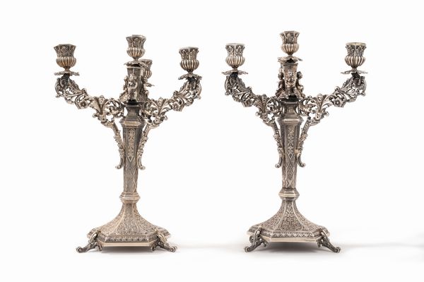 Broggi : Coppia di candelabri  - Asta Argenti - Associazione Nazionale - Case d'Asta italiane