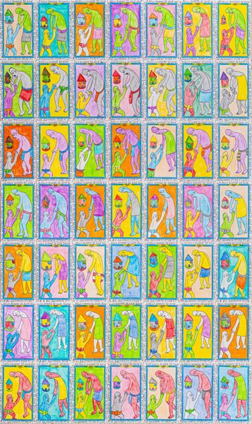 Frédéric Bruly Bouabré : Les grandes vertus de la bont�: un genereux homme aidant homme. c'est la belle humanit�  - Asta Arte Moderna e Contemporanea - Associazione Nazionale - Case d'Asta italiane