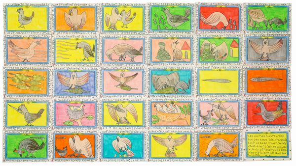 Frédéric Bruly Bouabré : La l�gende de Nounouga. La poule e Tch�tche l'�pervier  - Asta Arte Moderna e Contemporanea - Associazione Nazionale - Case d'Asta italiane