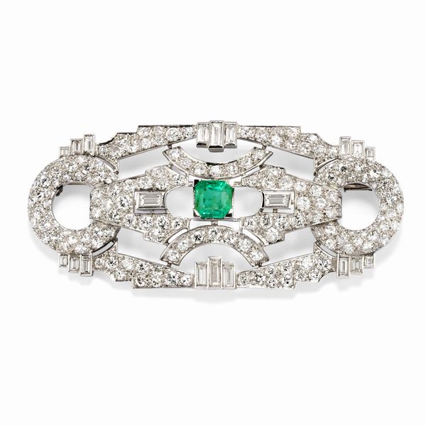 Spilla con smeraldo  - Asta Gioielli - Associazione Nazionale - Case d'Asta italiane