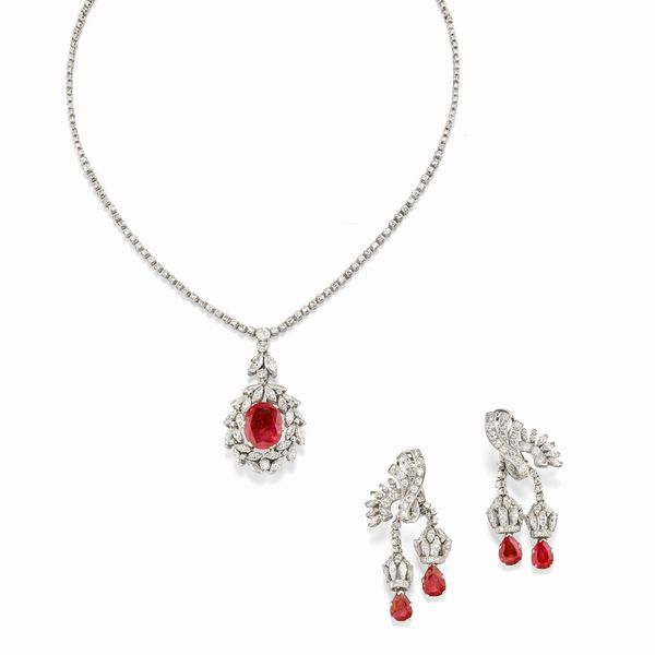 Collana e orecchini con rubini  - Asta Gioielli - Associazione Nazionale - Case d'Asta italiane