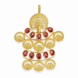 Pao Ying Wang - Pendente spilla con pietre di colore