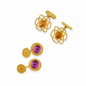 Pao Ying Wang - Due coppie di polsini con pietre di colore