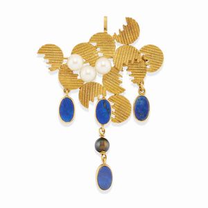 Pao Ying Wang - Pendente spilla con pietre di colore