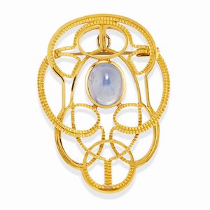 Pao Ying Wang - Pendente spilla con pietra di colore