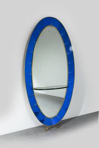 CRISTAL ART - Grande specchiera ovale con mensola