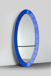 CRISTAL ART - Grande specchiera ovale con mensola