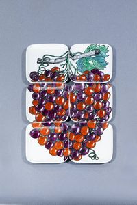 PIERO FORNASETTI Milano 1913 - 1988 - Sei piatti  mod. L'uva