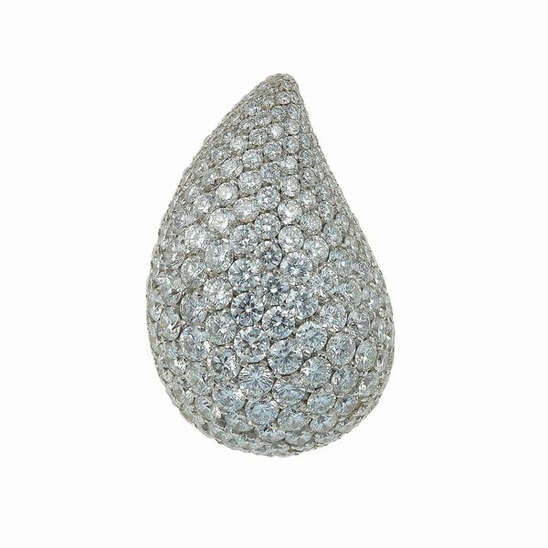 Vhernier. Orecchino singolo modello Gocce con pav� di diamanti  - Asta Fine Jewels - Associazione Nazionale - Case d'Asta italiane