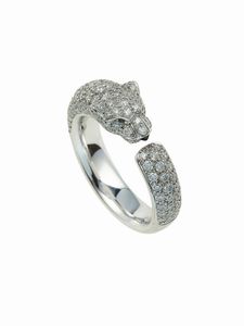 Cartier. Anello Panth�re de Cartier con diamanti e due piccoli smeraldi  - Asta Fine Jewels - Associazione Nazionale - Case d'Asta italiane