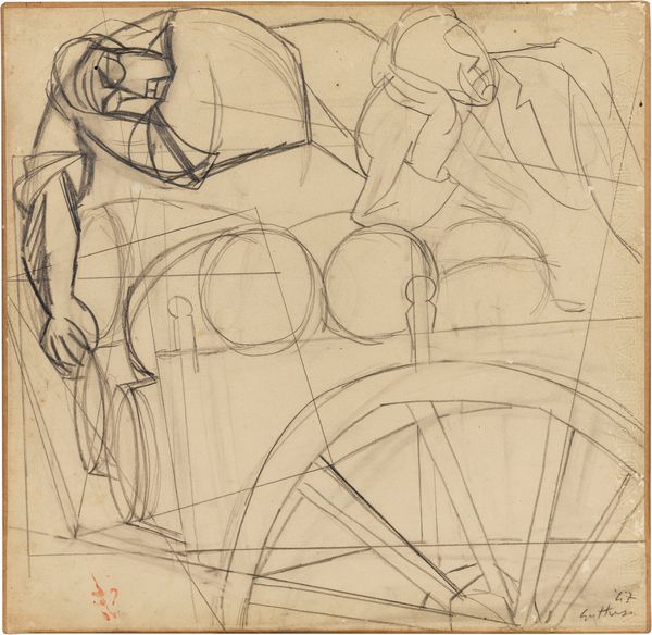 Renato Guttuso : Carrettieri addormentati  - Asta Dipinti, Disegni, Sculture e Grafica - Associazione Nazionale - Case d'Asta italiane