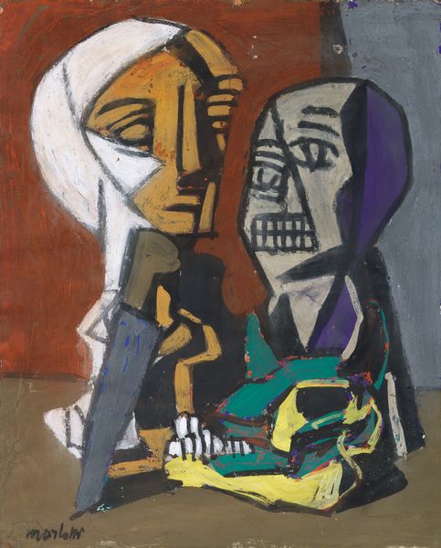 Ennio Morlotti : Due teste con coltello  - Asta Dipinti, Disegni, Sculture e Grafica - Associazione Nazionale - Case d'Asta italiane