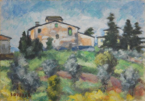 Ardengo Soffici : Paesaggio a Poggio a Caiano  - Asta Arte Contemporanea - Associazione Nazionale - Case d'Asta italiane