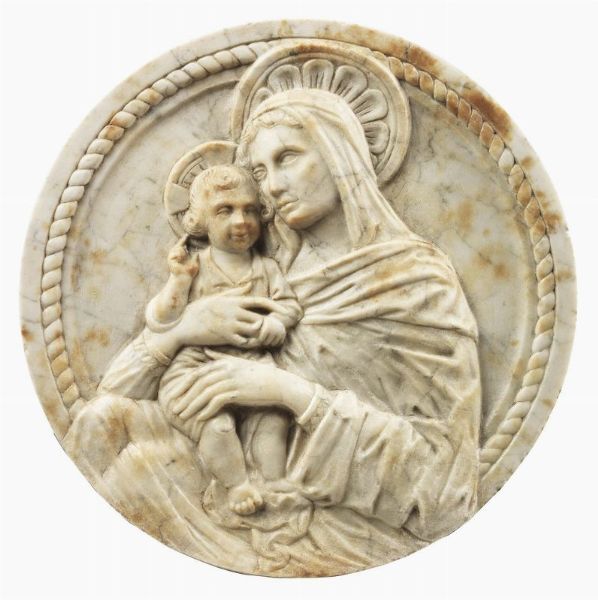 Scuola veneta fine XVII secolo : Madonna col Bambino  - Asta ARREDI E DIPINTI ANTICHI - Associazione Nazionale - Case d'Asta italiane