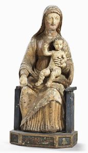 Scuola Italia centrale del XVI secolo - Madonna in trono col Bambino
