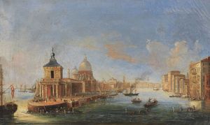 Scuola veneta fine XIX secolo - Veduta della Punta della Dogana e La Salute e Veduta del Canal Grande con San Marco