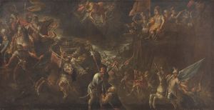 Scuola Italia settentrionale fine XVII secolo - Scena di battaglia