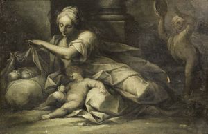 Scuola emiliana del XVIII secolo - Allegoria della Carit e Allegoria della Fede