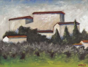 OTTONE ROSAI : Paesaggio con alberi e case  - Asta 72 Asta di Arte Moderna e Contemporanea - Associazione Nazionale - Case d'Asta italiane