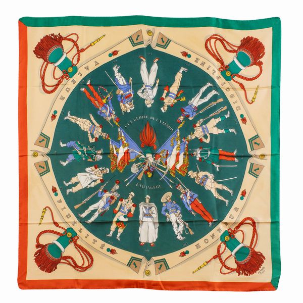 Hermes foulard vintage collezione A la Gloire de la Legion Etrangere  - Asta Fashion Vintage - Associazione Nazionale - Case d'Asta italiane