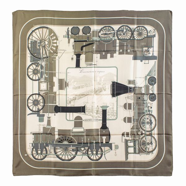 Hermes foulard vintage collezione Locomotives  vapeur  - Asta Fashion Vintage - Associazione Nazionale - Case d'Asta italiane