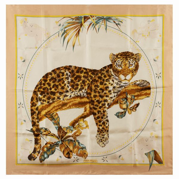 Salvatore Ferragamo foulard animalier vintage  - Asta Fashion Vintage - Associazione Nazionale - Case d'Asta italiane