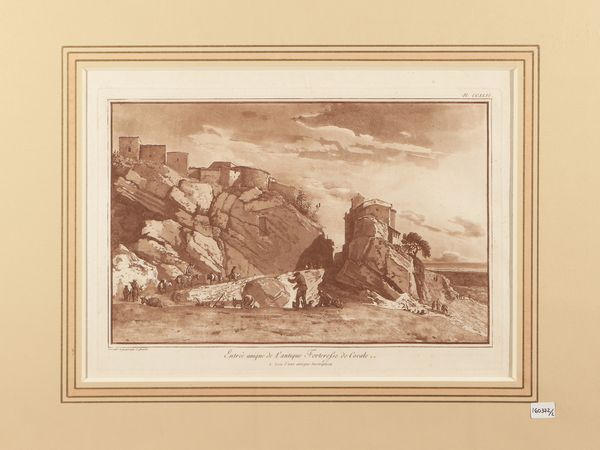 Jean-Pierre Louis Laurent Houel : Entre unique de l'antique Forteresss de Cocale - Vue d'une portion des Murs d'Agrigente  - Asta La Sicilia in una collezione di stampe - Associazione Nazionale - Case d'Asta italiane