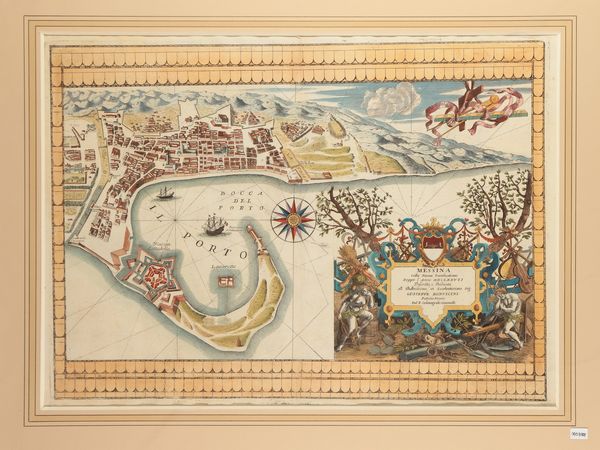 Vincenzo Maria Coronelli : Messina Colle Nuove Fortificazioni Doppo l'Anno 1677  - Asta La Sicilia in una collezione di stampe - Associazione Nazionale - Case d'Asta italiane