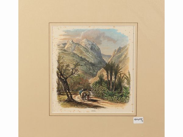 Eruzione dell'Etna - Veduta di Santa Maria a Randazzo - Limino  - Asta La Sicilia in una collezione di stampe - Associazione Nazionale - Case d'Asta italiane