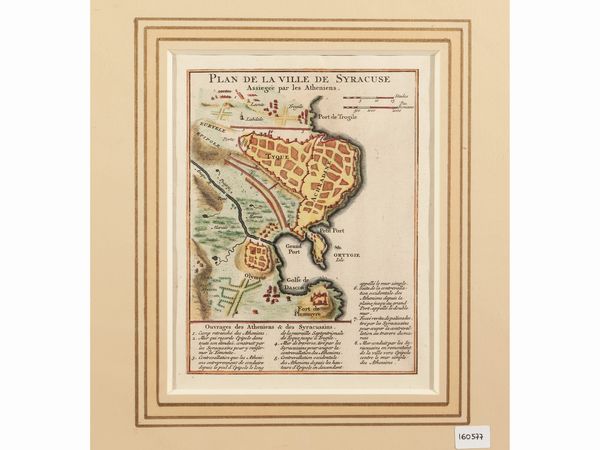Plan de la Ville de Syracuse Assiege par les Athenies  - Asta La Sicilia in una collezione di stampe - Associazione Nazionale - Case d'Asta italiane
