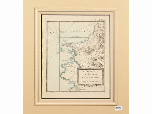 Plan de la Ville de Trapano dans l'Ile de Sicile  - Asta La Sicilia in una collezione di stampe - Associazione Nazionale - Case d'Asta italiane