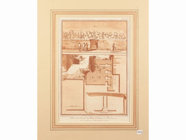 Jean-Pierre Louis Laurent Houel : Plan a vue d'oiseau du Bain du Temple de Bacchus - Plan de la Grotte de la Sibile  - Asta La Sicilia in una collezione di stampe - Associazione Nazionale - Case d'Asta italiane