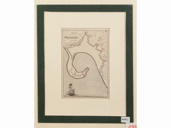 GABRIEL BODENEHR : Melazzo 1720  - Asta La Sicilia in una collezione di stampe - Associazione Nazionale - Case d'Asta italiane