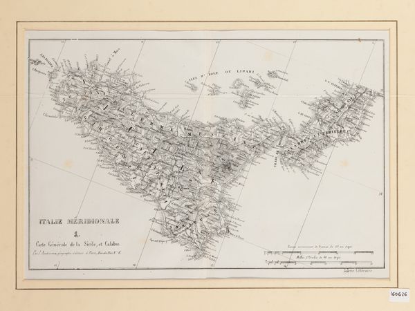 Carte Gnrale de la Sicile, et Calabre  - Asta La Sicilia in una collezione di stampe - Associazione Nazionale - Case d'Asta italiane