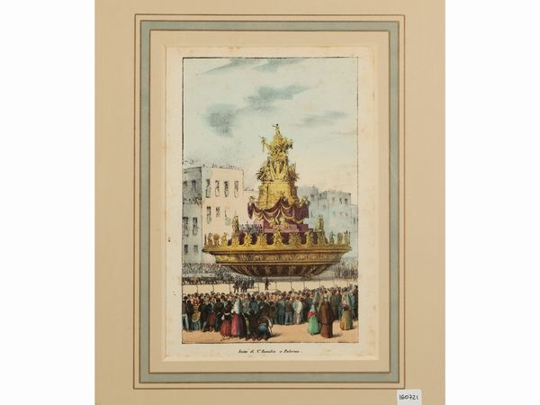 Festa di S.ta Rosalia a Palermo  - Asta La Sicilia in una collezione di stampe - Associazione Nazionale - Case d'Asta italiane